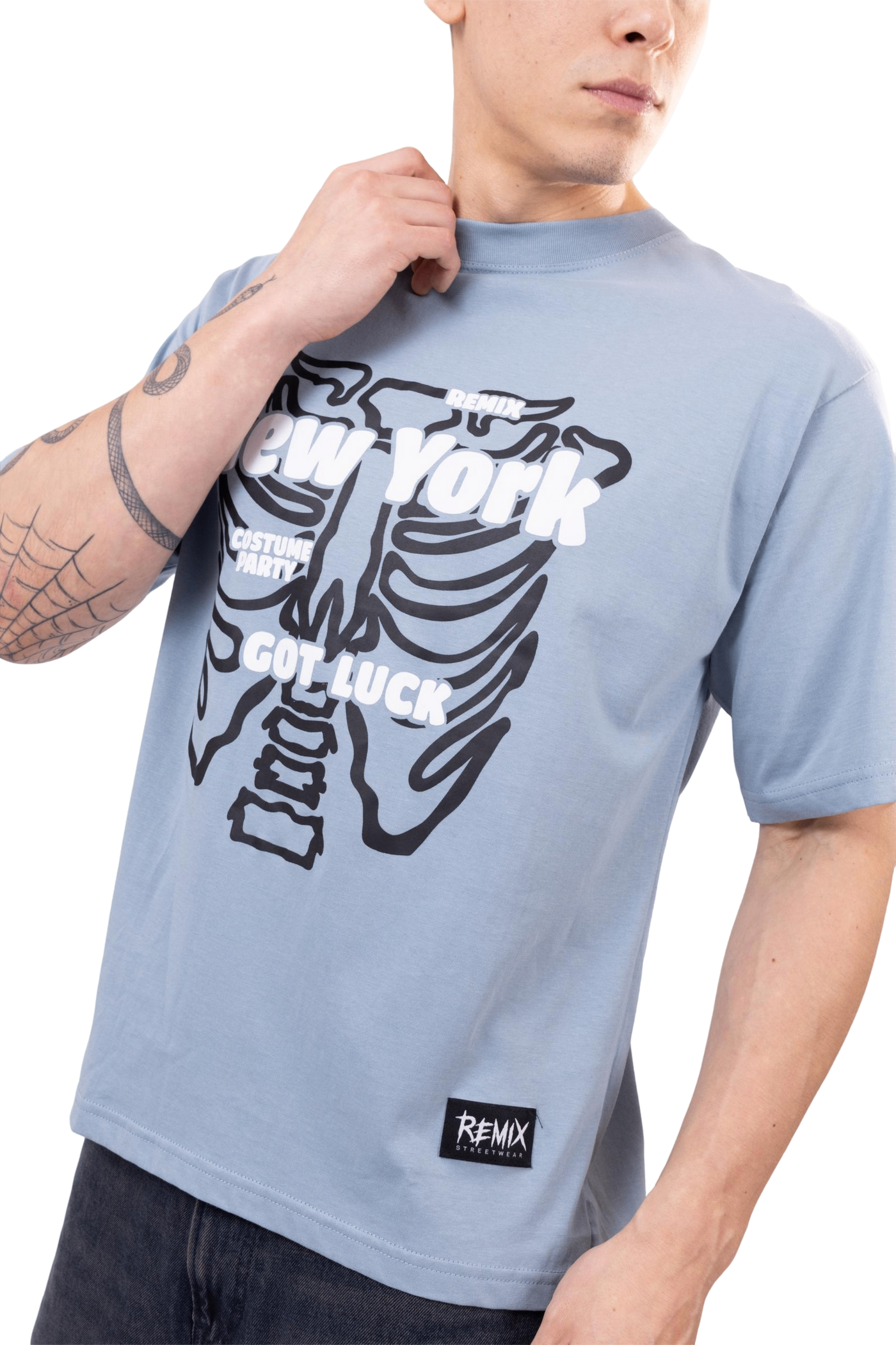 Polo Oversize Azul New York Skeleton