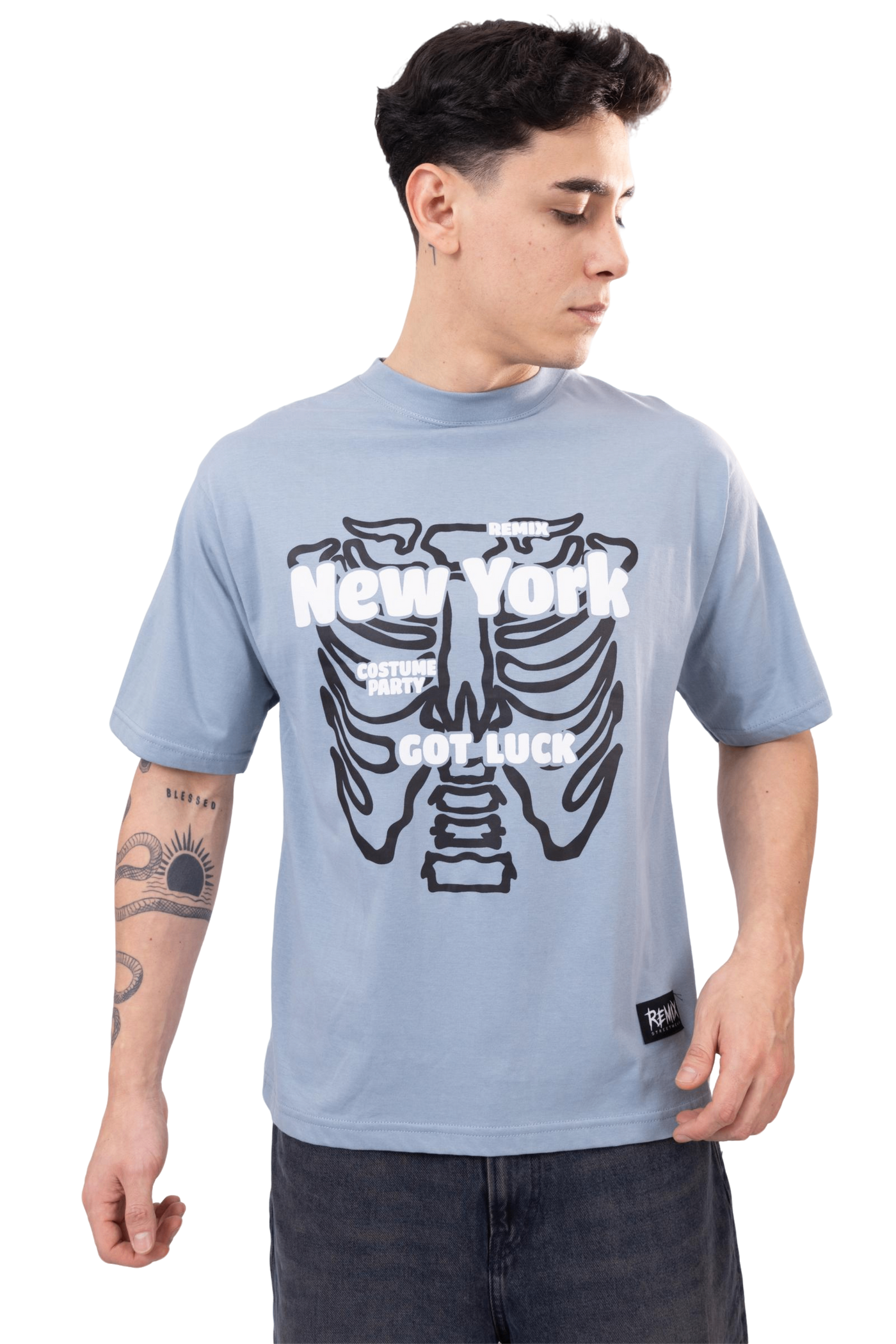 Polo Oversize Azul New York Skeleton