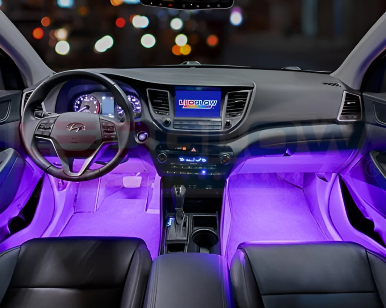 4Pc Purple LED Interior Underdash Lighting Kit